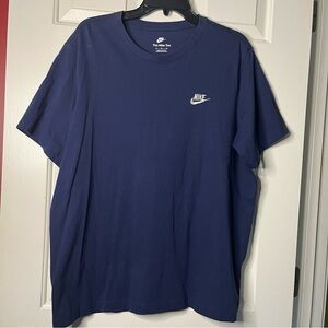 Nike Men's Navy Tee Shirt with Nike Embroidered Swoosh Logo Spelled Out Size XL